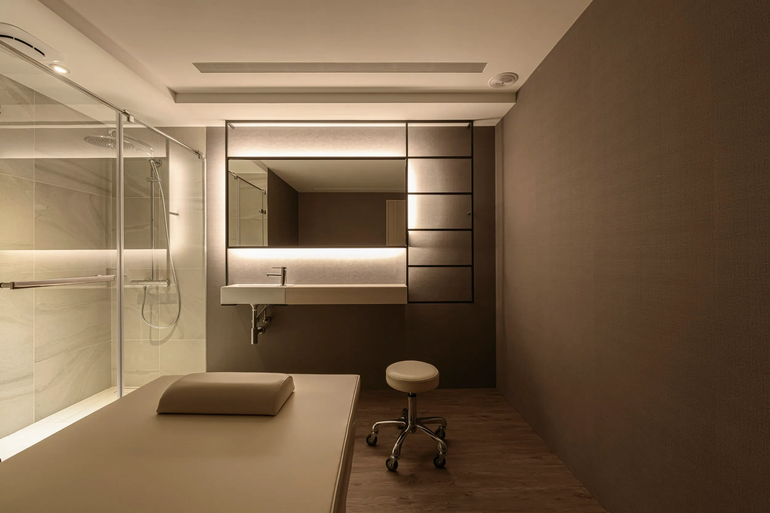 A treatment space designed for quiet focus and restorative care.