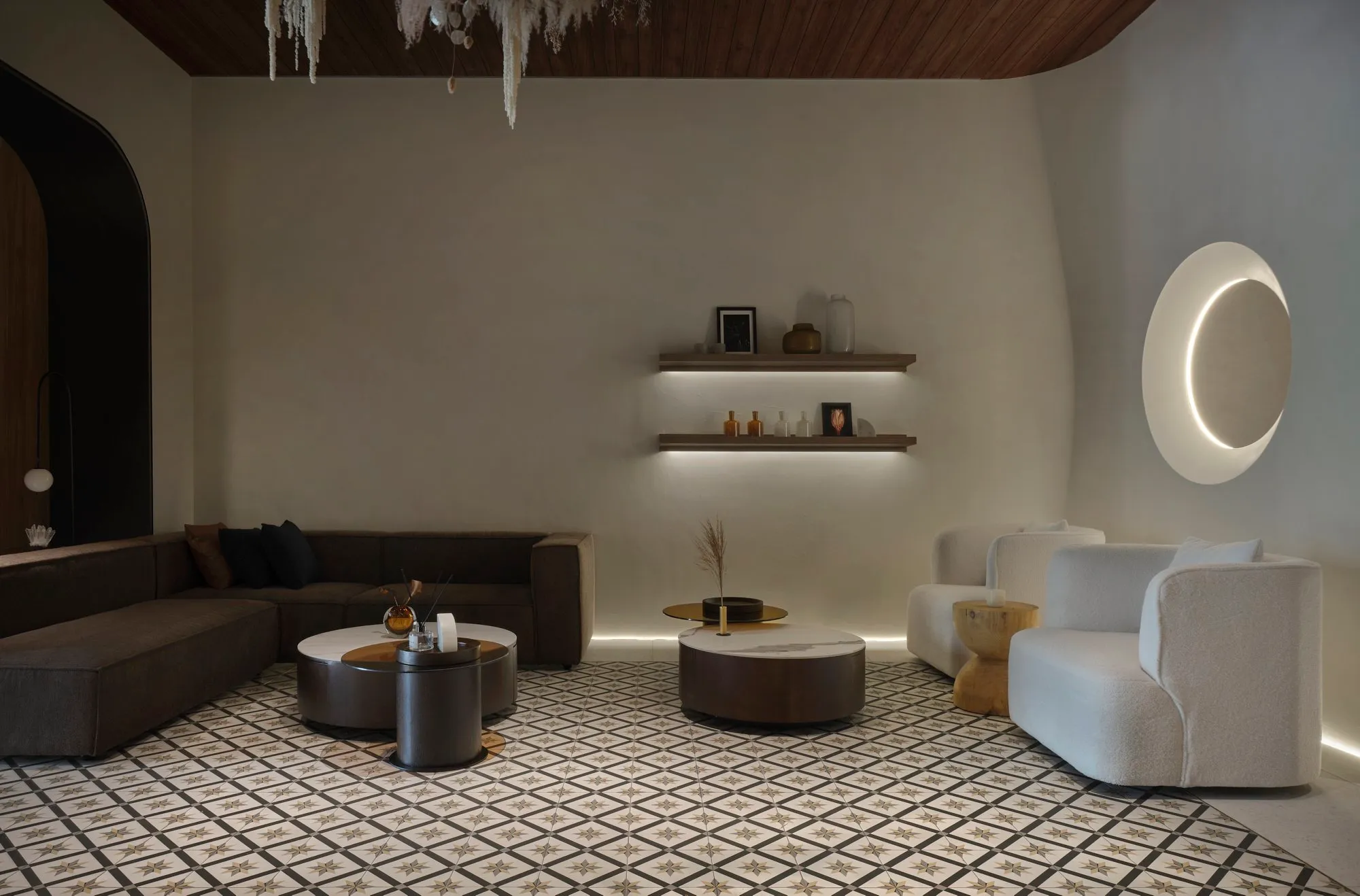 Soft lighting and natural finishes create a warm, restorative setting.