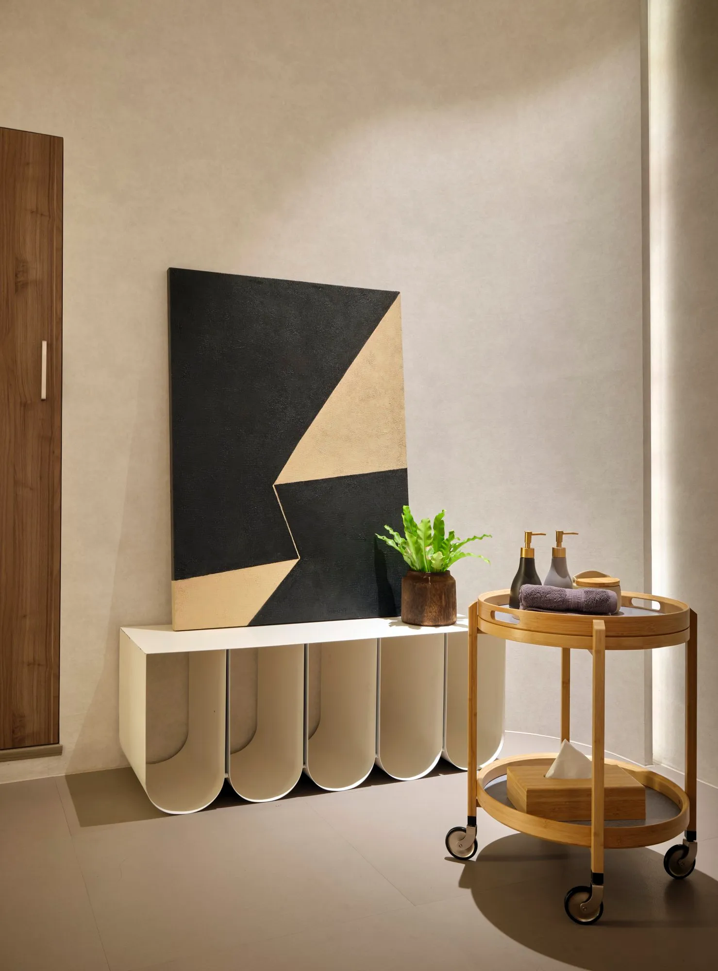 Thoughtful styling details bring softness and calm into the treatment environment.